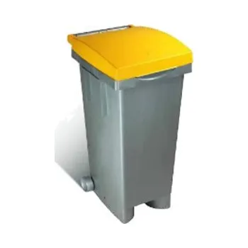 Odpadkový koš Odpadkový koš s barevným víkem, 80 litrů, žlutý
