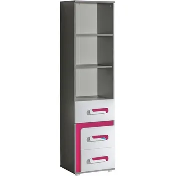 Postel Regál se zásuvkami APETTITA 5 antracit/růžová