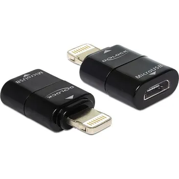 USB hub Delock adaptér IPhone 8pin samec > USB Micro-B 5pin samice, černý