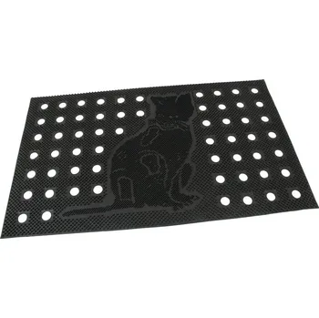 Rohožka Gumová čisticí děrovaná venkovní vstupní rohož FLOMA Cat - délka 45 cm, šířka 75 cm, výška 0,7 cm
