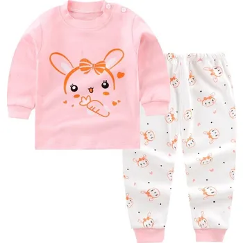 Čína Barevná pyžama s dlouhými rukávy Věk: 3T, Motiv: růžovo-bílé s králíčkem