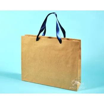 Dárková taška papírové tašky hnědé PAVLÍNA 38x10x30 hnědý přírodní papír, stuha, Karton 1 taška