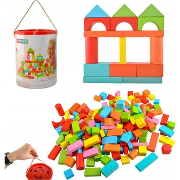 Dřevěná hračka Kruzzel 9433 Kostky v kbelíku s víkem