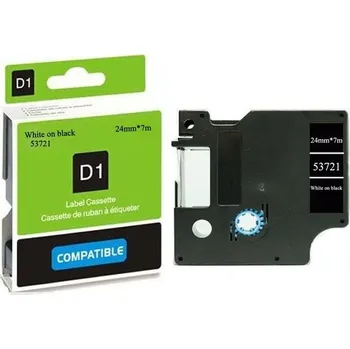 Pásek do tiskárny Kompatibilní páska DYMO 53721 (S0721010), 24mm, bílý tisk na černém podkladu