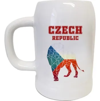 Sklenice Korbel na pivo - matné sklo s potiskem Czech republic, vlajka a lev
