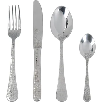 Příbor Creative Tops - Jídelní příbory Etched z kolekce Vintage Indigo - Šestnáctidílná sada Barva: jako na obrázku, Velikost: 31x16,5x10,3