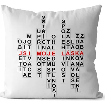 Dekorativní polštářek Polštářek Křížovka-zamilovaný (Velikost: 40 x 40 cm)