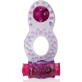 Návlek na penis EREKČNÍ KROUŽEK S VIBRACEMI, MASÁŽNÍ PERLOU A VÝSTUPKY - WRW 1019-2