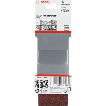 Brusný papír 3x Brusný pás - brusivo pro pásové brusky Bosch Best for Wood and Paint X440 60x400mm, zr. 40 pro brusku Bosch PBS 60 a PBS 60 E Professional (2608606000)