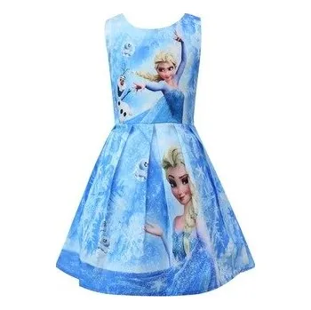 Dámské šaty Frozen (Ledové království) Letní šaty Frozen se skládanou sukní Věk: 7T, Barva: modrá