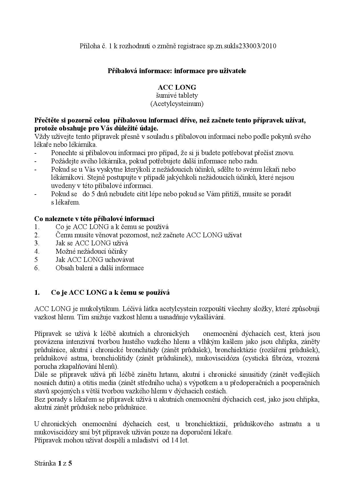 Příbalový leták ACC Long 600 mg - Zbozi.cz