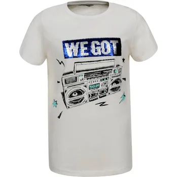 Chlapecké tričko Chlapecké triko s flitry - Glo-Story BPO-7076, vel.110-160 Barva: Bílá, Velikost: 120