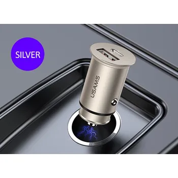 Autonabíječka USAMS CC097 s podporou Quick Charge 4.0 a Power Delivery stříbrná