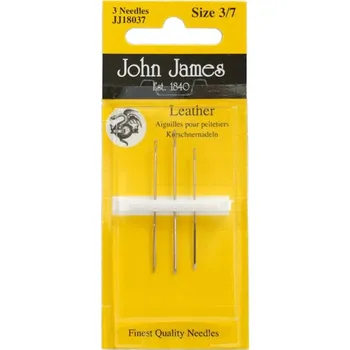 Nástroj na niť a příze Jehly na kůži malé 3 ks, jehla kožešnická, kůže, trojbřitá
