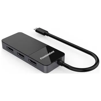 Kabel do PC PremiumCord USB-C (DP1.4) na 3x DP1.4 MST 8K Adapter extended, mirror, duplicate režimy zobrazení na třech monitorech