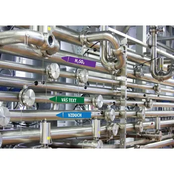 Vizuální management - šipka na potrubí s textem levá - S 170 x 30 mm