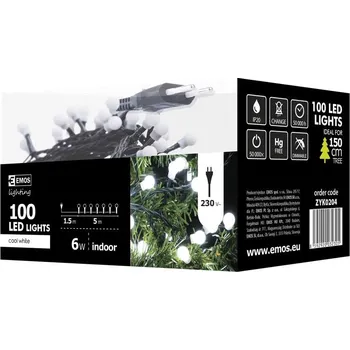 Vánoční osvětlení EMOS ZYK0204 řetěz 100 LED studená bílá