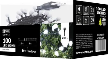 Vánoční osvětlení EMOS ZYK0204 řetěz 100 LED studená bílá