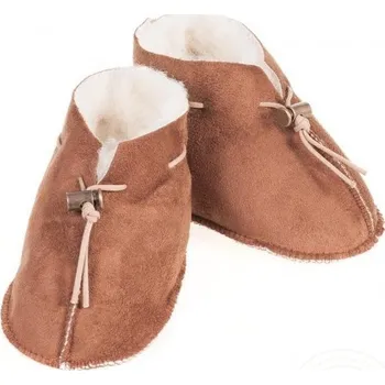 Dětská móda Dětské botičky z ovčí vlny s velurem velikost S a M hnědé, Barevné varianty Hnědá, Velikosti M 6-12měs. 200-100-00067