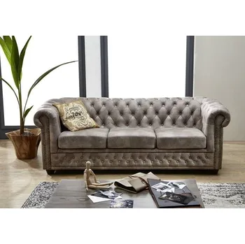 Pohovka Askont R Pohovka 3M Silver Chesterfield Oxford