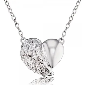 Šperk Engelsrufer Stříbrný náhrdelník Srdce s křídlem a zirkony ERN-LILHEARTWIN