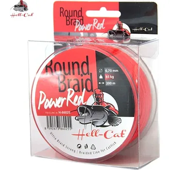 HELL CAT Hell-Cat splétaná šňůra Round Braid Power Red 200 m průměr: 0,70 mm