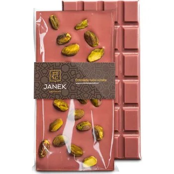 Čokoláda JANEK Ruby čokoláda s pistáciemi mléčná 90 g