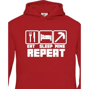 Chlapecká mikina Dětská mikina Eat Sleep Mine Repeat, Barva Červená, Velikost 146-152, Canvas Dětská mikina Bezvatriko.cz 1