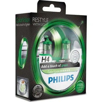 Autožárovka Žárovka Philips H4 ColorVision Green 12342CVPGS2 2ks