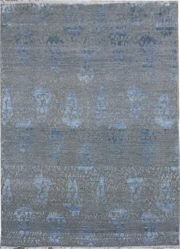 Koberec Diamond Carpets DC-EKT 10 stříbrný/modrý 365 x 457 cm