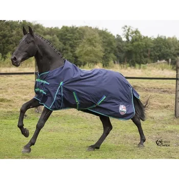 Deka pro koně Deka výběhová HKM -GLOBAL TEAM FLEECE- - Tmavě modrá - 155cm