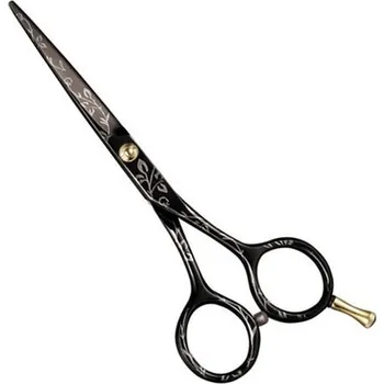 Kadeřnické nůžky PRO FEEL JAPAN P5550 Black FLowers profi kadeřnické nůžky 5' - černé + zlaté květiny