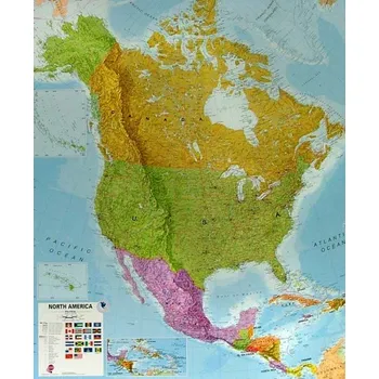 Severní Amerika - nástěnná mapa 100 x 120 cm, lamino + lišty