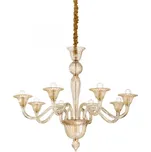 Ideal Lux 199412 závěsné stropní svítidlo Brigitta 8x40W|E14 + LED PŘISAZENÉ STROPNÍ SVÍTIDLO VERSO 1X24,5W | 3000LM | 3000K - NASTAVITELNÉ, 3 FÁZOVÉ STMÍVÁNÍ, HLINÍK