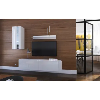 Obývací stěna Ral Obývací stěna MISSOURI 4, 193 cm - Bílý lesk