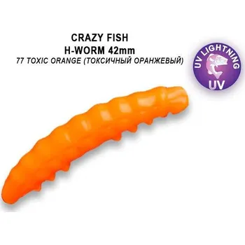 Gumová nástraha Crazy Fish Trout Baby H-Worm Inline MF Sinking 28mm 77 Toxic orange - Sýr (20ks)