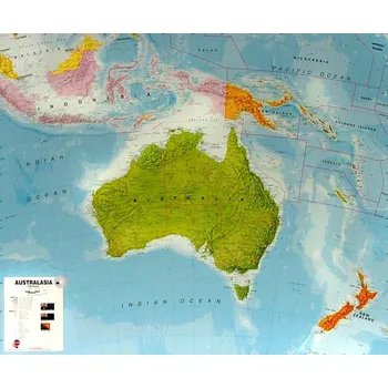 Austrálie - nástěnná mapa 120 x 100 cm, lamino + lišty