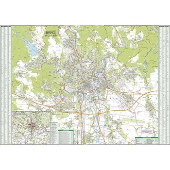 Brno - nástěnná mapa 138 x 99 cm, laminovaná s 2 lištami