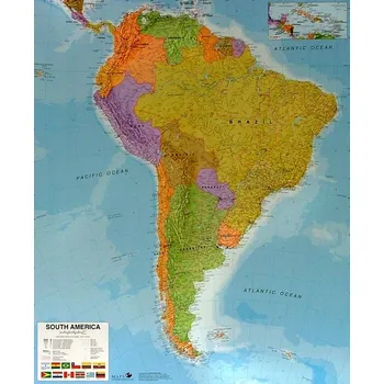 Jižní Amerika - nástěnná mapa 100 x 120 cm, lamino + lišty