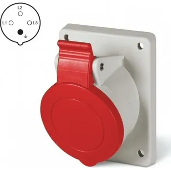 Elektrická zásuvka 413.3266 413.3266 Zásuvka 400V/32A čtyřpólová vestavná OPTIMA, šikmá SCAME