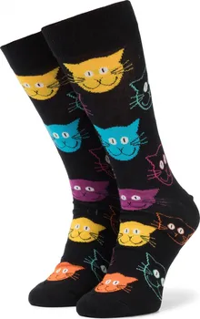 Dámské ponožky Happy Socks Animal Cat Black/Pink 36-40