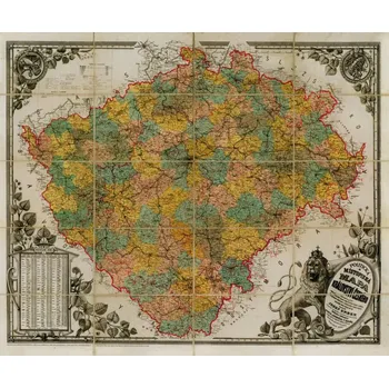 Království České 1883 - nástěnná mapa 120 x 100 cm, lamino + lišty