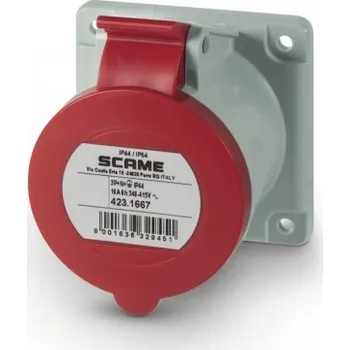 Elektrická zásuvka 423.1667 423.1667 Zásuvka 400V/16A pětipólová vestavná OPTIMA, rovná SCAME