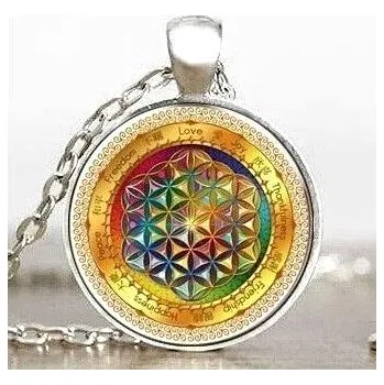 Přívěsek Blingstar Přívěsek Glass - Mandala - Květ života - čakrový 1173