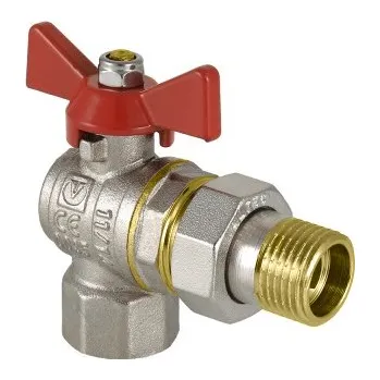 Ventil TIEMME Kulový kohout MF 1" SE ŠROUBENÍM PN30 Motýlek, ROHOVÝ TM2180R2806