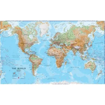 Svět fyzický - nástěnná mapa 136 x 85 cm, laminovaná s 2 lištami