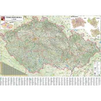 Česká republika silniční obří - nástěnná mapa 200 x 132 cm, lamino + očka