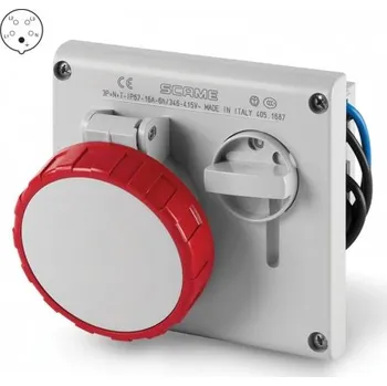 Elektrická zásuvka 405.3287 405.3287 Zásuvka na zámek 400V/32A pětipólová blokační vestavná OMNIA SCAME
