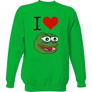 Pánská mikina Mikina bez kapuce Unisex s potiskem I Love Pepe the Frog - Unisex Mikina pánské