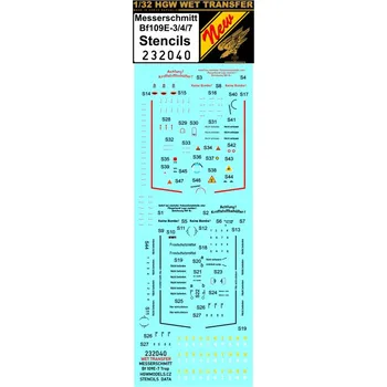 Plastikový model HGW 1/32 Decals Bf 109E-3/4/7 Stencils